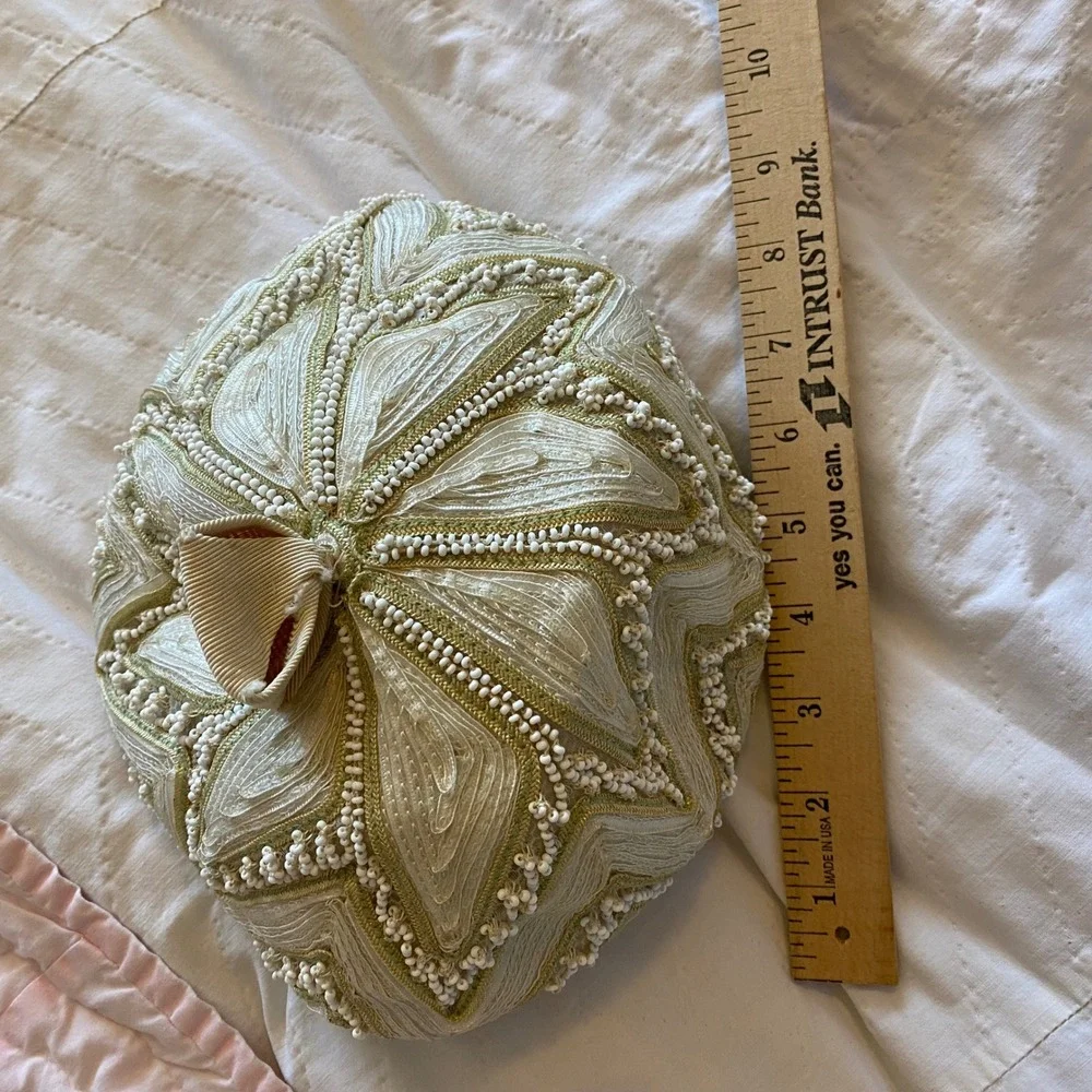 Gladys & Belle Ivory Beaded Soutache Halo Beret Cocktail‎ Hat Bridal OS